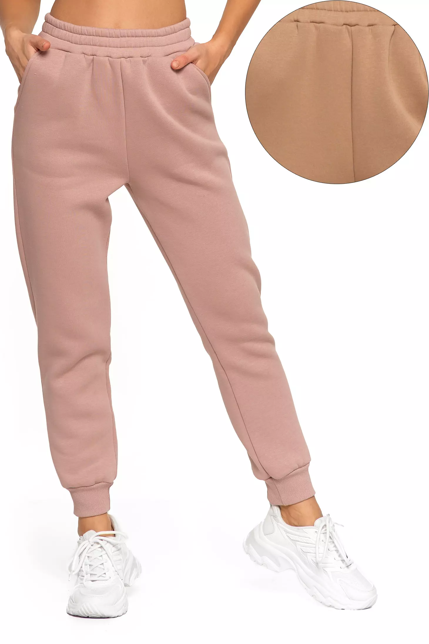 Dresowe spodnie damskie z ściągaczem