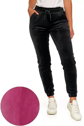 Spodnie damskie welur z ściągaczem