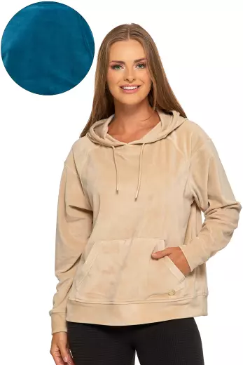 Bluza damska welurowa z kieszenią