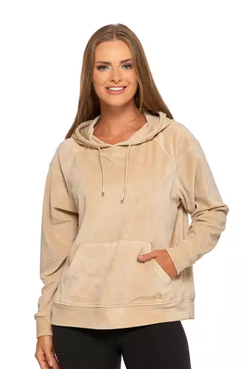 Bluza damska welurowa z kieszenią