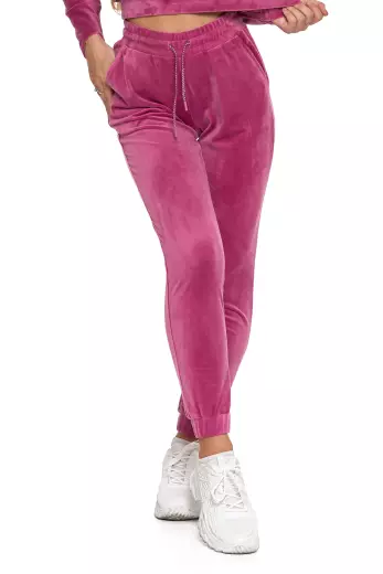 Spodnie damskie welur z ściągaczem